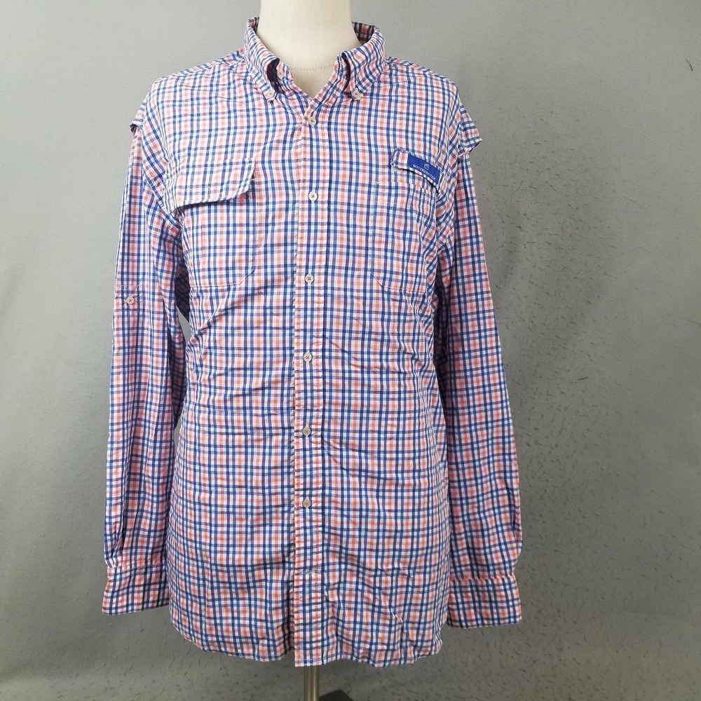 Southern Tide Shirt Mens 2XL Blue Gingham Long Sleeve Vented Performance Fishing
